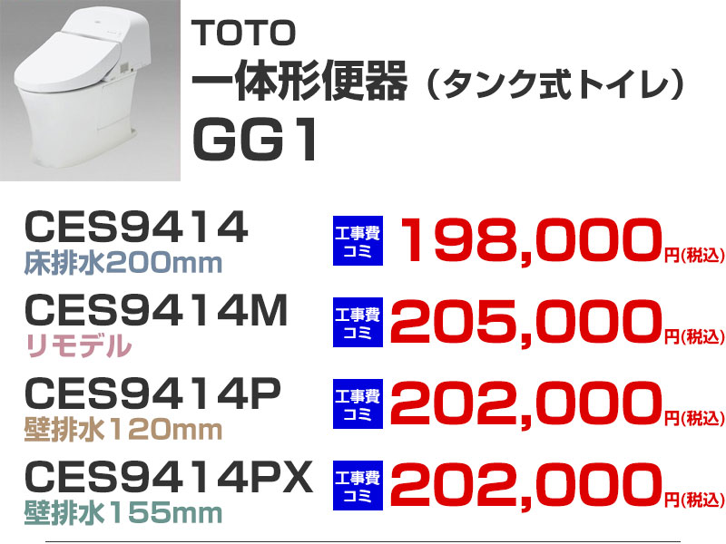 TOTOトイレGG 一体形便器 GG1